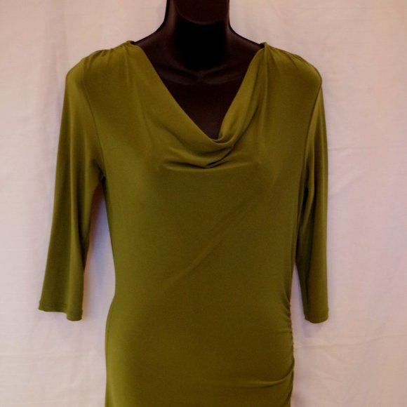 Jacob "Avocado" Cowl Neck Ruched Stretch Dress- Sz. Sm - Picture 2 of 5